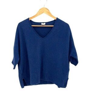 Joshi Womens V-Neck Dolman Sleeve Cashmere Pullover‎ Sweater Blue Small